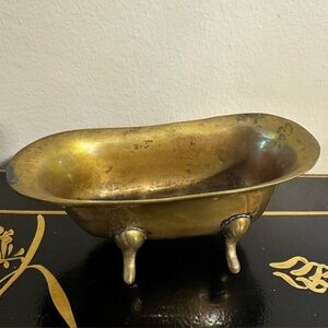 Vintage Brass Bathtub Soap Dish Trinket Doll house furniture